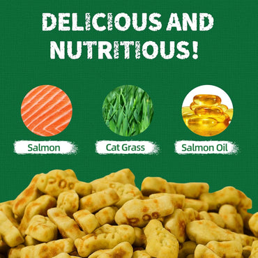 JUSTTRY Salmon Oil Cat Treats – Natural Flavor with Salmon Oil & Cat Grass, Omega-3 for Kittens & Adult Cats, 13.4oz