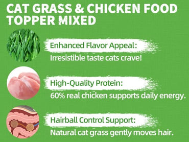 JUSTTRY Cat Grass & Chicken Cat Treats - Hairball Control Dental Care High Protein Cat Treats for Indoor Cats, Training Snacks, 16oz