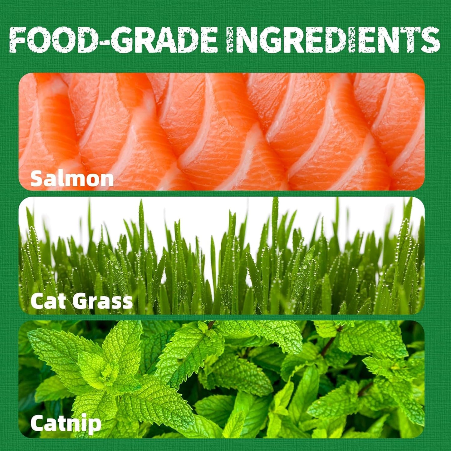 Natural Cat Grass Treats for Hairball Relief & Dental Care – Tasty Catnip Snacks by JUSTTRY, 13.4oz