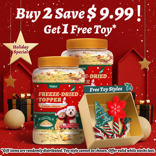 Wellix Dog & Cat Food Topper Christmas Cat Food Topper Powder  Antarctic Krill Treats Freeze Healthy Cat Treats