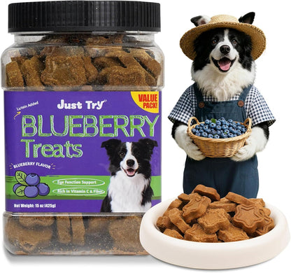 Just Try 15 OZ Blueberry Dog Treats Biscuits Eye Function Immune Blueberry Treats For Dogs