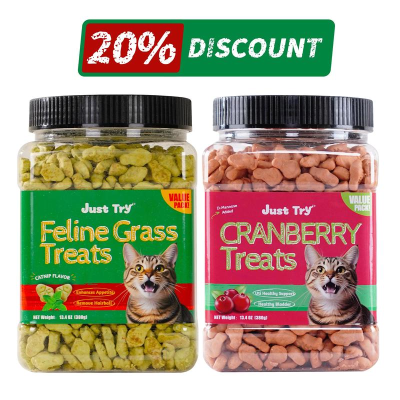 Natural Cat Grass Treats for Hairball Relief & Dental Care – Tasty Catnip Snacks by JUSTTRY, 13.4oz