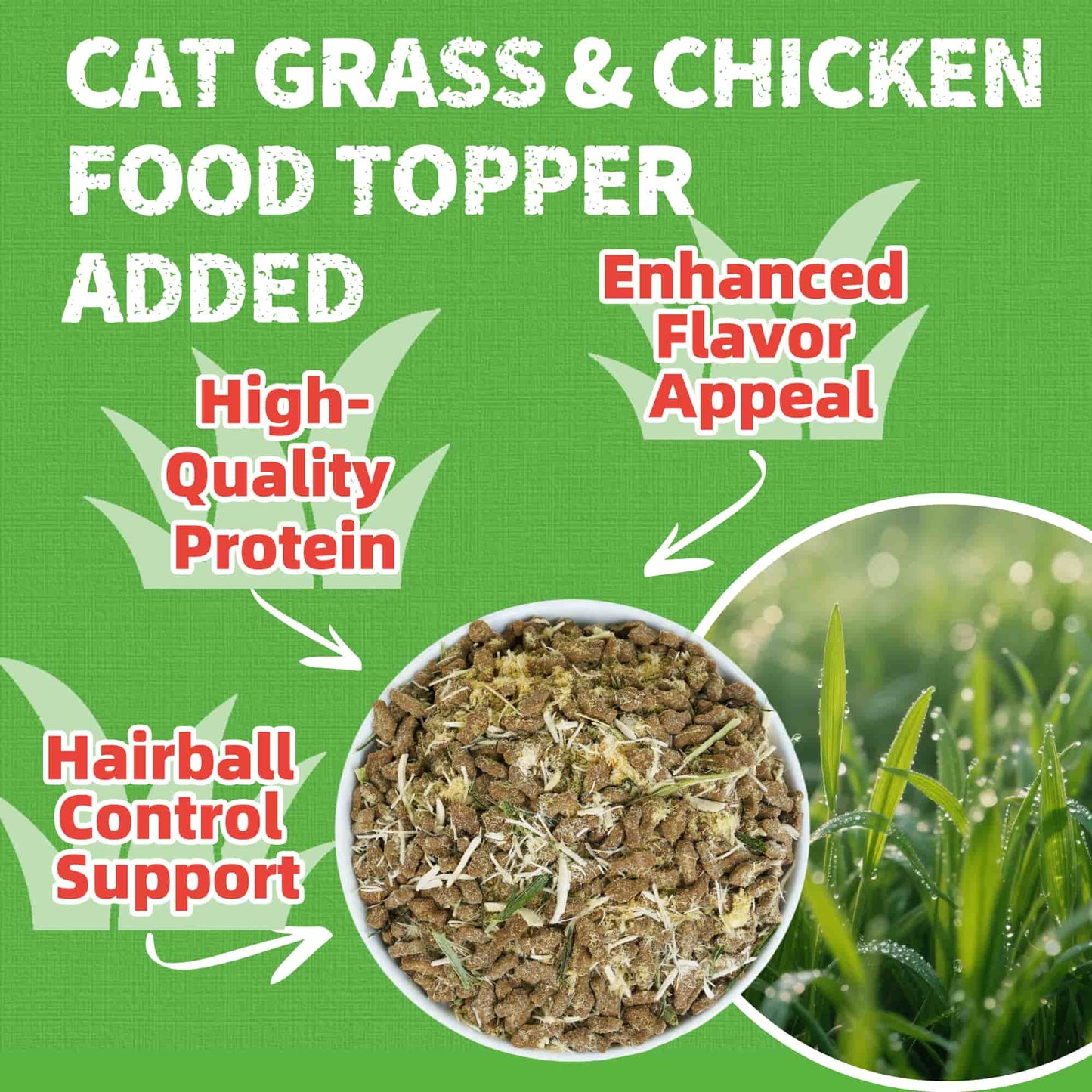JUSTTRY Cat Grass & Chicken Cat Treats - Hairball Control Dental Care High Protein Cat Treats for Indoor Cats, Training Snacks, 16oz