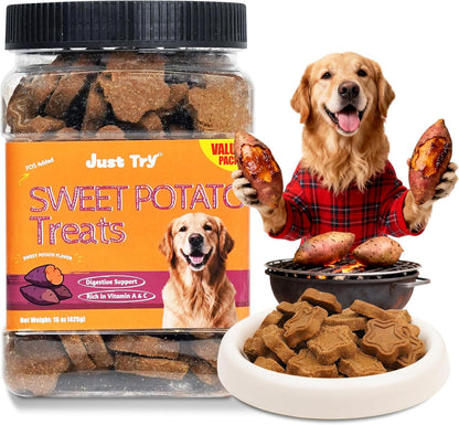 Just Try 15 OZ Sweet Potato Dog Biscuits Flavor Gut Health Support Training Healthy Dog Treats